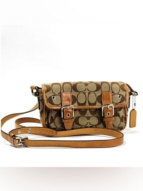 Coach Signature Mini Field Shoulder Bag Crossbody Canvas x Leather